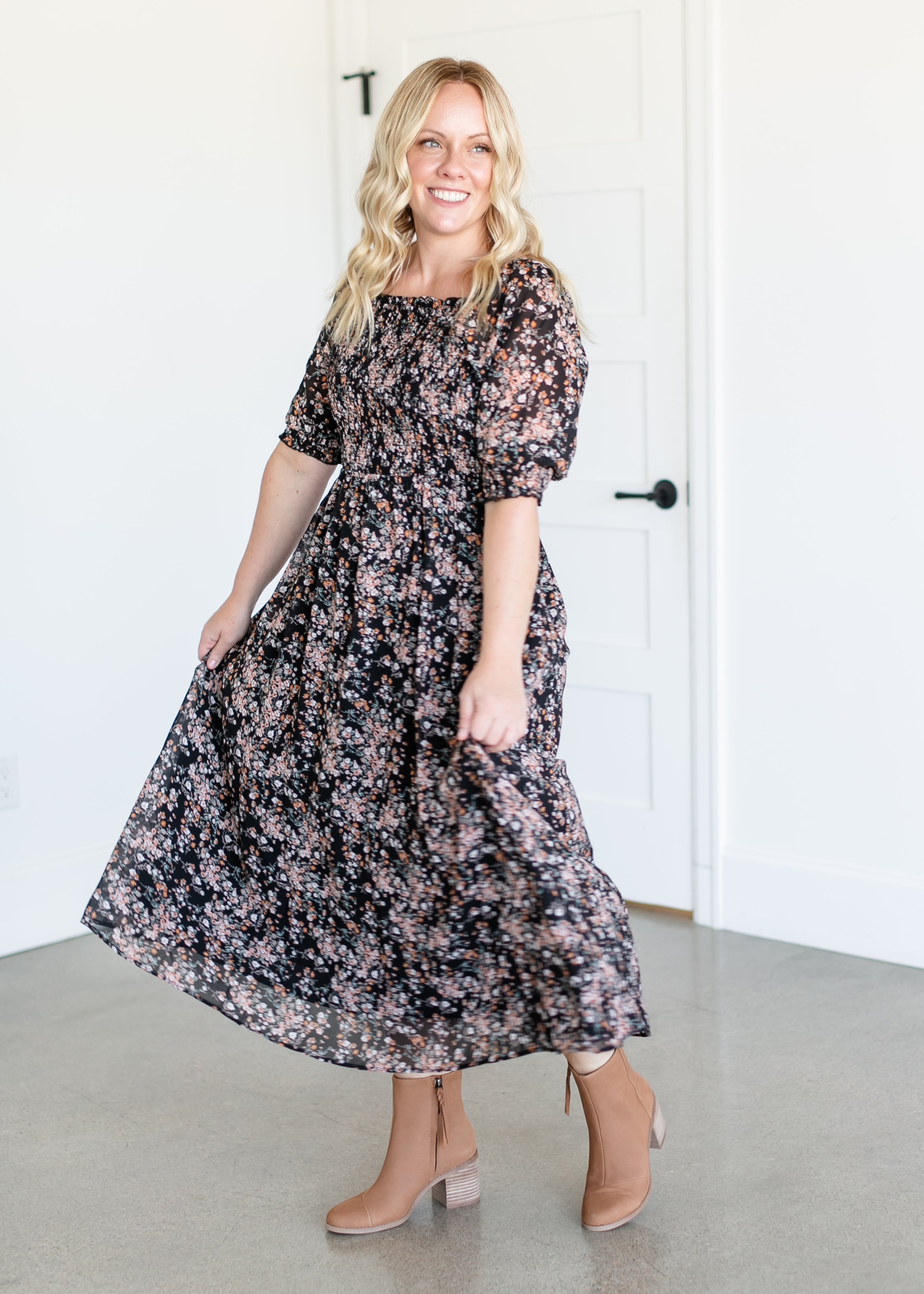 Pepper Square Neck Midi Dress