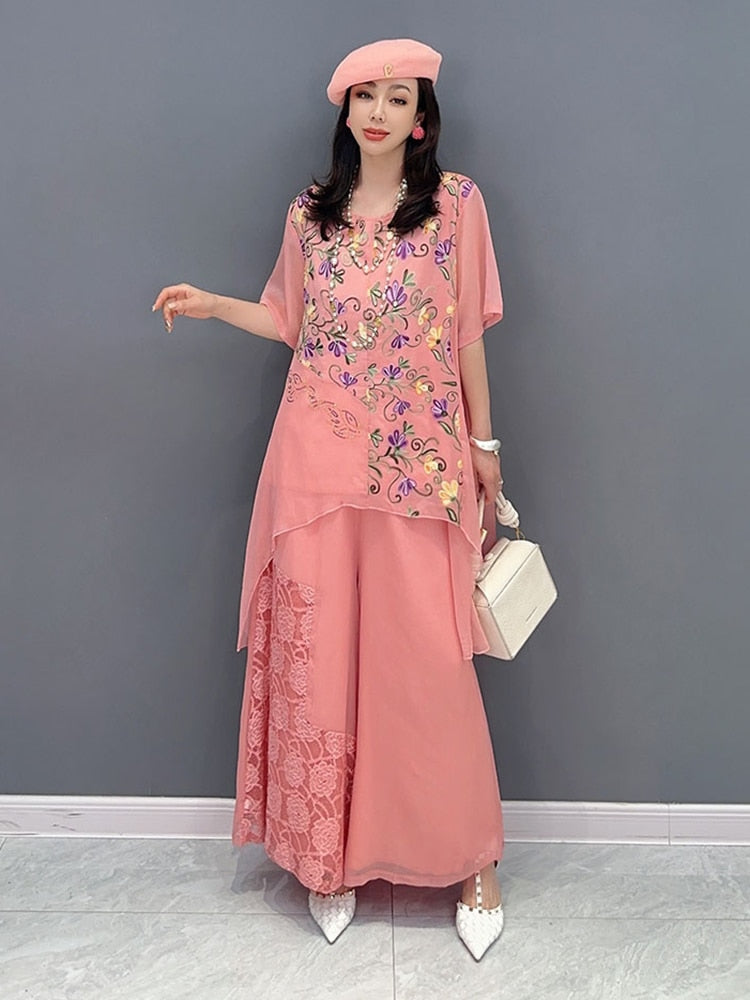 Haute Couture Oversized Top & Wide Leg Pants 2-Piece Set