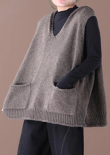 2021 New Loose Large Size Literary Hooded Knit Waistcoat Sweater Coat