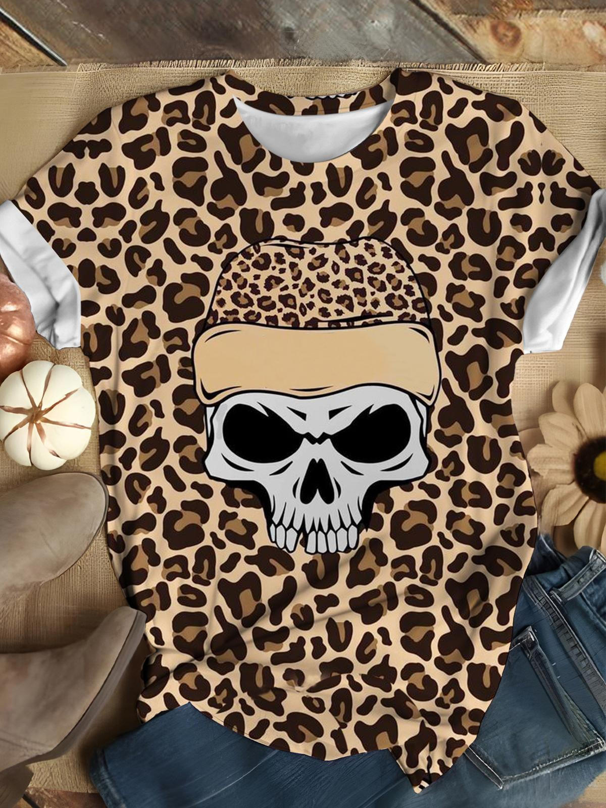 Women's Leopard Skull Print Top