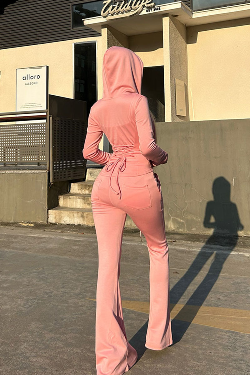 Tied Waist Hooded Sweatshirt Set